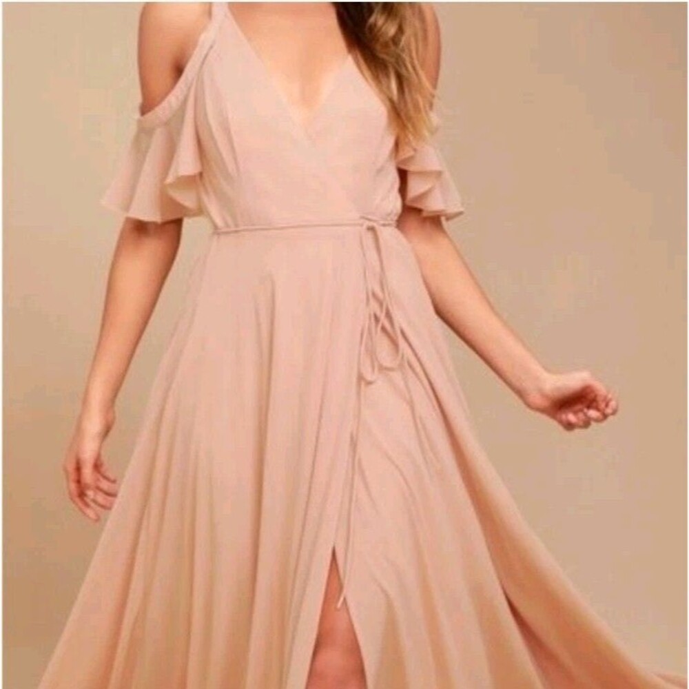 Lulus Womens Sz M Easy Listening Gardenia Cold Shoulder Wrap Bridesmaid Gown